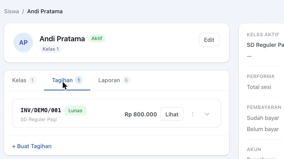 Tampilan Sistem Bimbingan Belajar