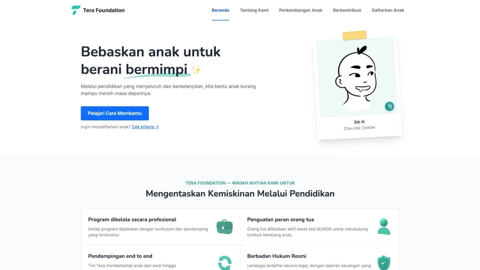 Tampilan Website Komunitas/Yayasan