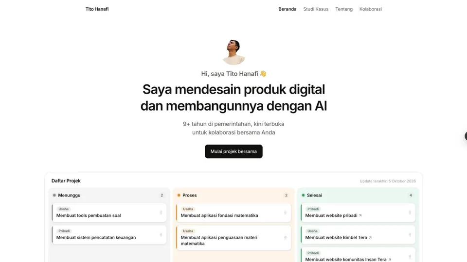 Tampilan Website Personal Branding